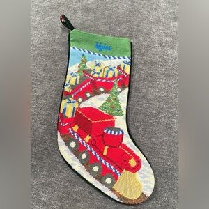 Festive Christmas Stocking Toy Train Needlepoint Monogrammed Myles